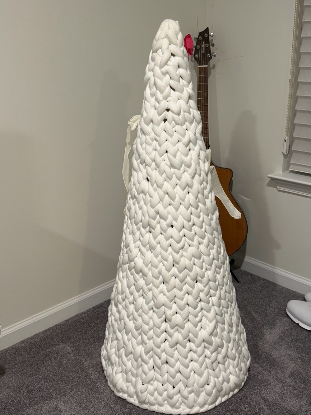 Anthropologie White Chunky Knit Holiday Cone